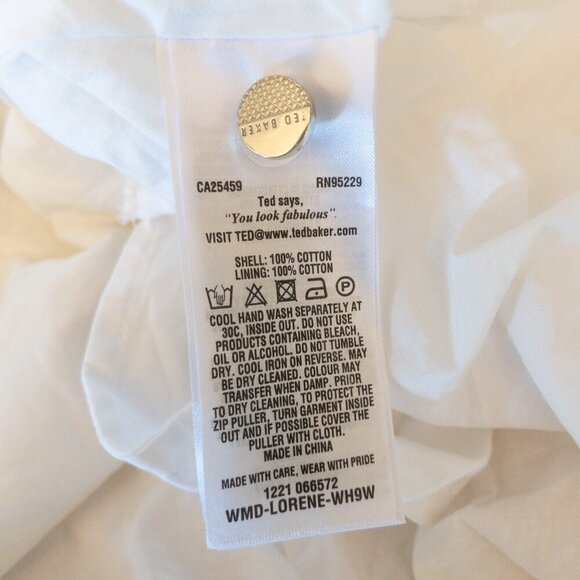 Ted Baker White Embroidered Cotton Dress Halter Neck Fit & Flare Size 2 - Picture 8 of 9